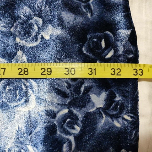 Vintage Velvety Blue Floral Print Maxi Skirt - Picture 10 of 11